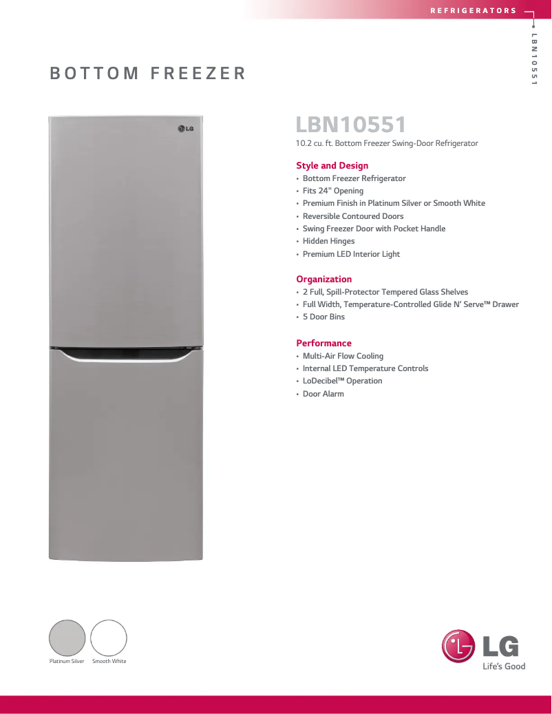 Página 1 del manual Ficha técnica LG LBN10551PV