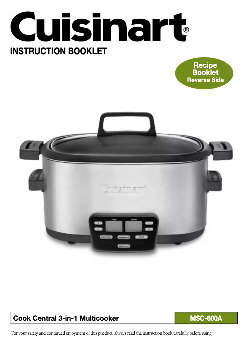 Page 1 de la notice Manuel utilisateur Cuisinart MSC-600XA