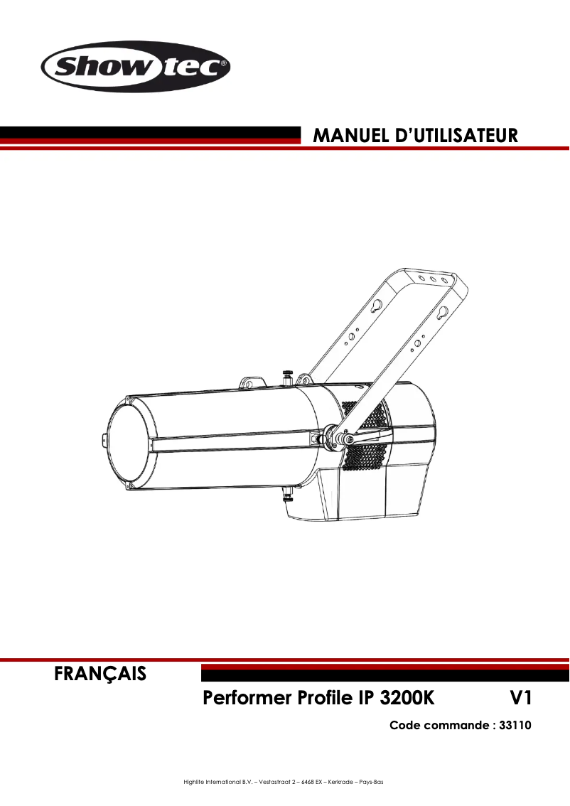 Image de la première page du manuel de l'appareil Performer Profile IP 3200 K