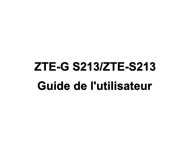 Page 1 de la notice Manuel utilisateur ZTE G-S213