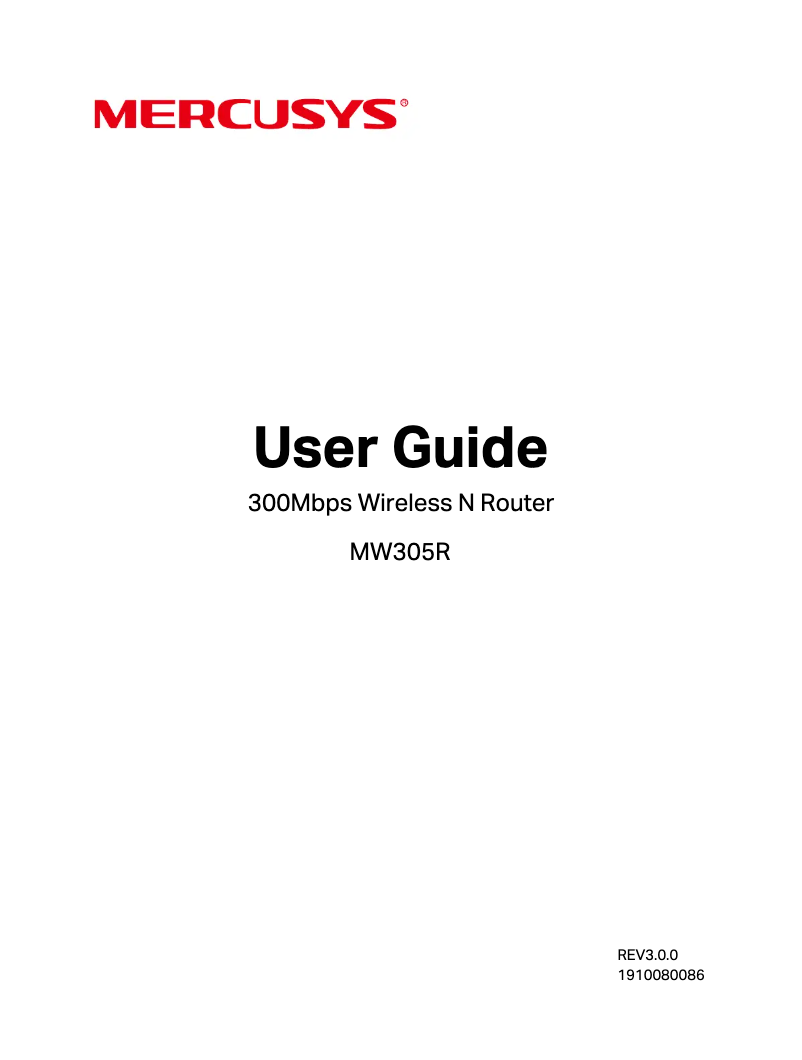 Page n°1 - Manuel utilisateur Mercusys MW305R