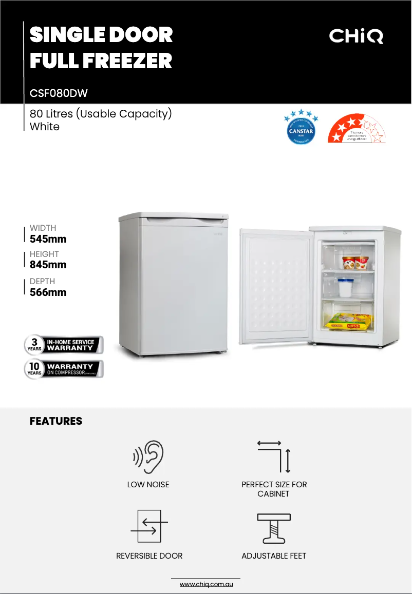 Page 1 de la notice Fiche technique CHiQ CSF080DW