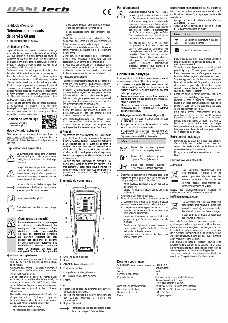 Page 1 de la notice Manuel utilisateur BaseTech OG-430