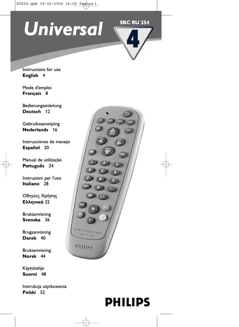 Image de la première page du manuel de l'appareil SBC RU 254