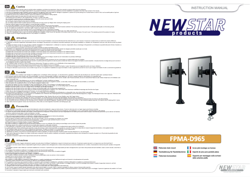 Page n°1 - Manuel utilisateur Newstar FPMA-D965
