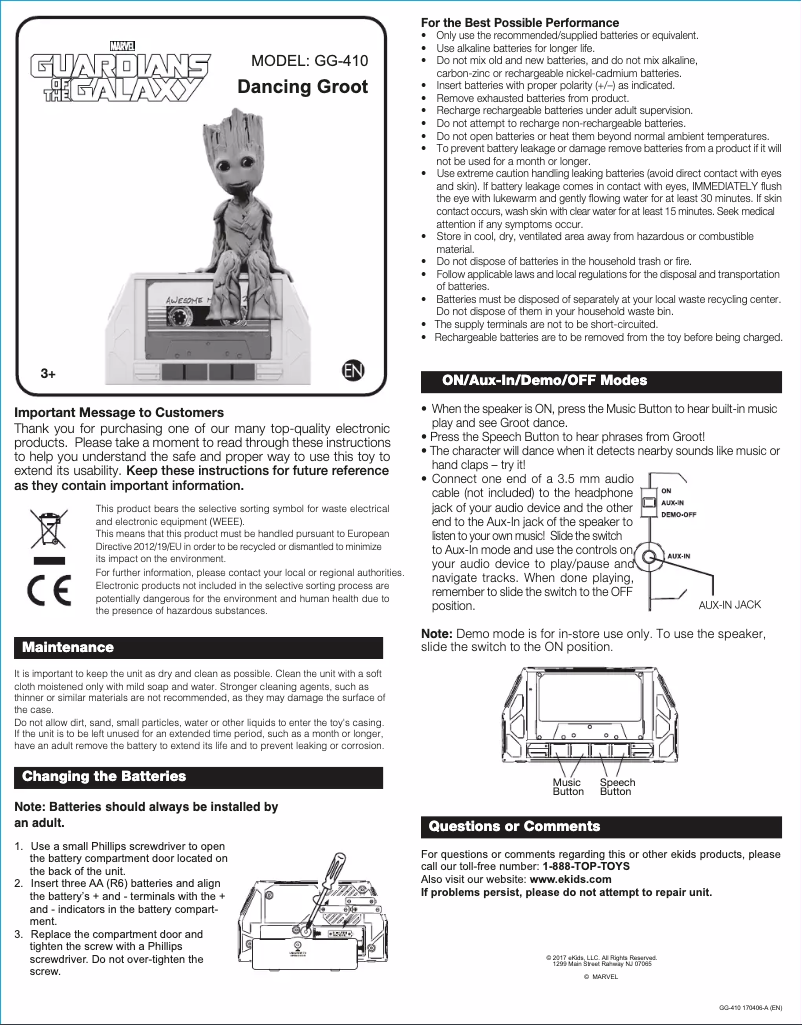Page n°1 - Manuel utilisateur eKids GG-410