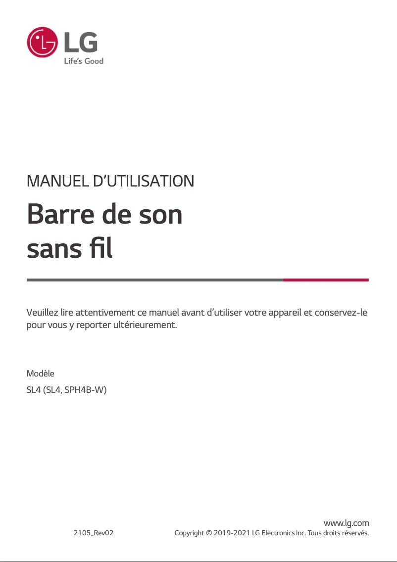 Page 1 de la notice Manuel utilisateur LG SL4