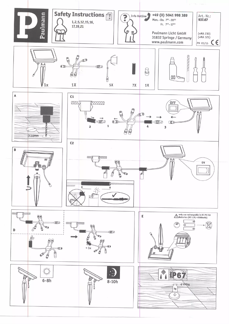 Page 1 de la notice Manuel utilisateur Paulmann 937.67