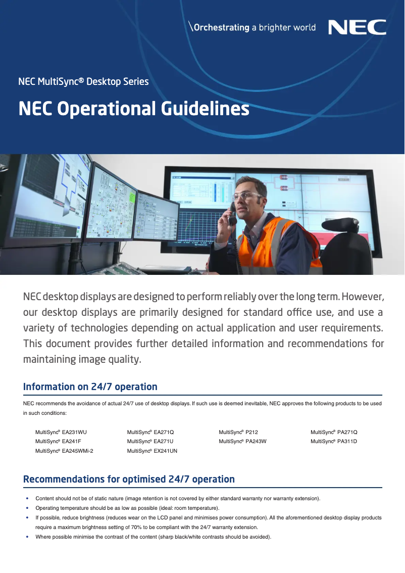 Page 1 de la notice Brochure NEC MultiSync PA311D