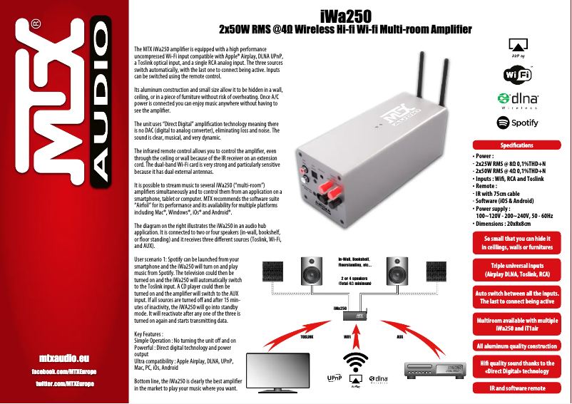 Page n°1 - Fiche technique MTX Audio iWa250