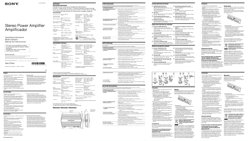 Page n°1 - Manuel utilisateur Sony XM-GTR4A