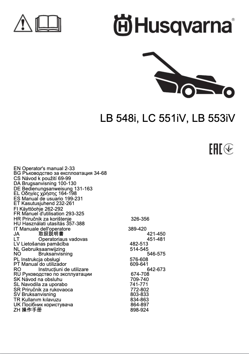 Page n°1 - Manuel utilisateur Husqvarna LB 553iV