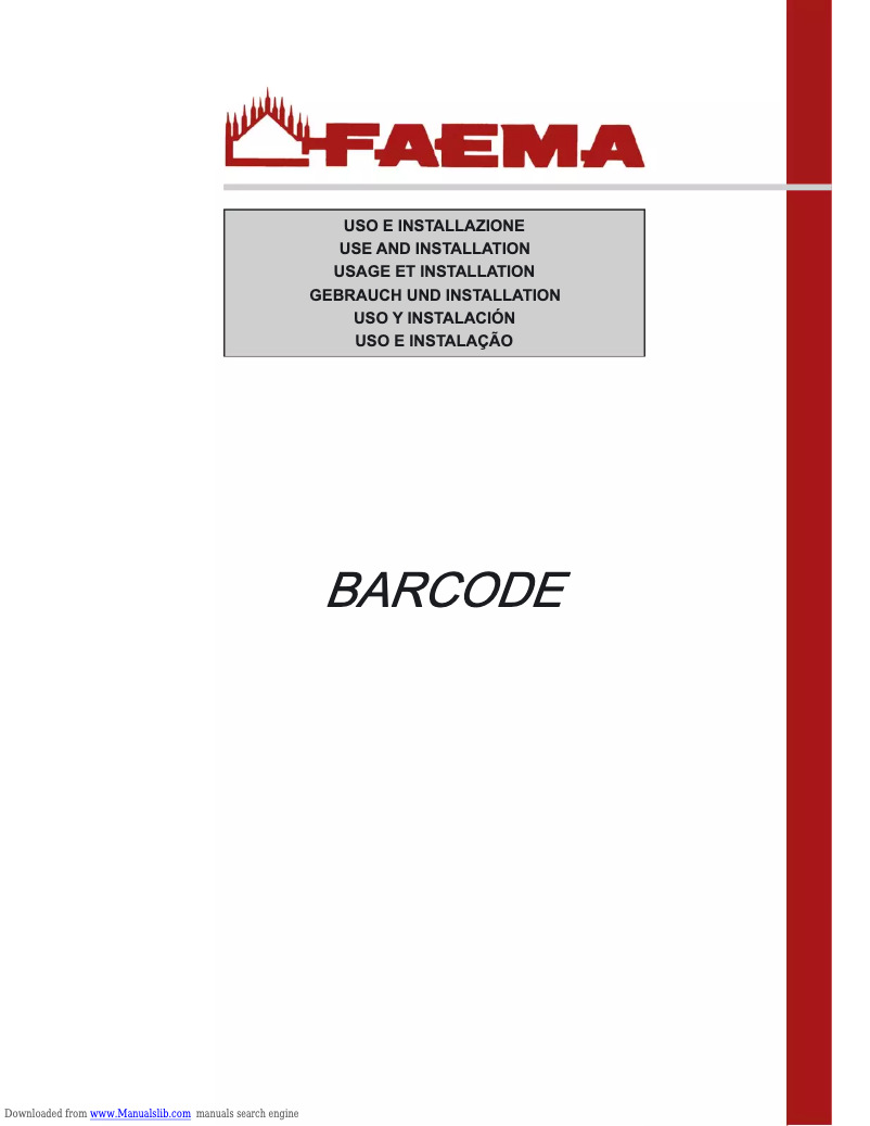 Page 1 de la notice Manuel utilisateur Faema Barcode