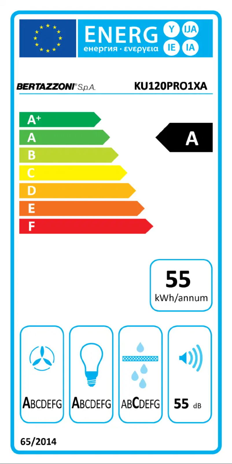Page 1 de la notice Label énergétique Bertazzoni KU120PRO1XA