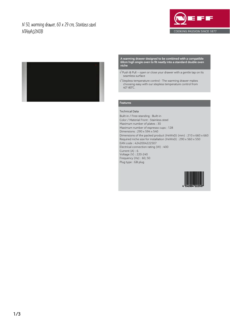 Image de la première page du manuel de l'appareil N1AHA02N0B