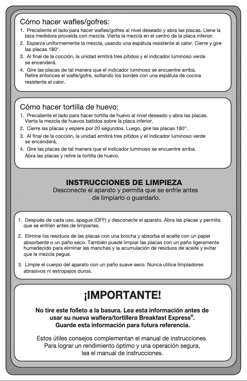 Page 1 de la notice Manuel utilisateur Cuisinart WAF-B50