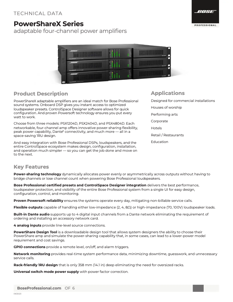 Page n°1 - Fiche technique Bose PowerShareX PSX2404D