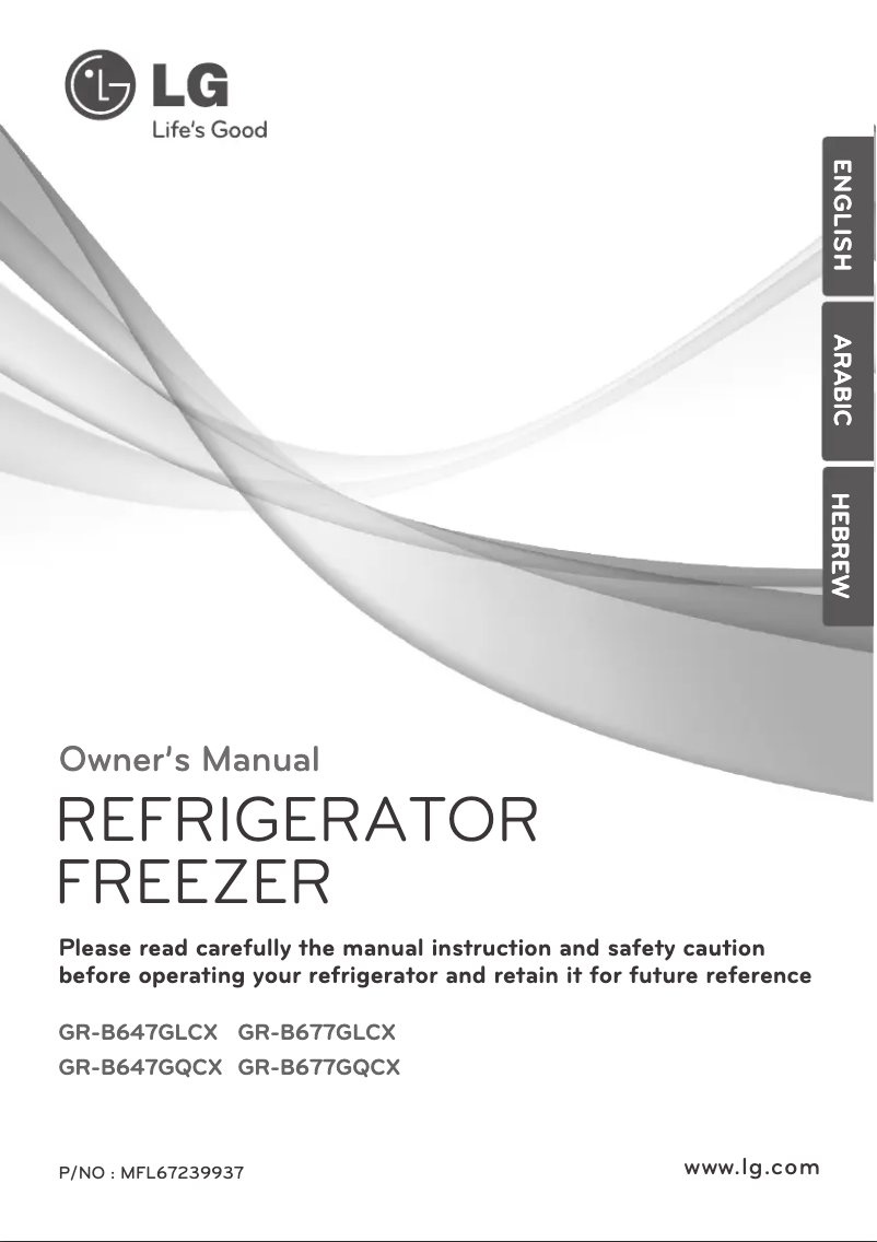 Page 1 de la notice Manuel utilisateur LG GR-B677GLCX