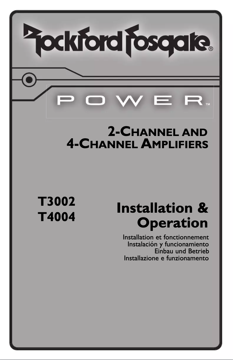 Page n°1 - Manuel utilisateur Rockford Fosgate T8004