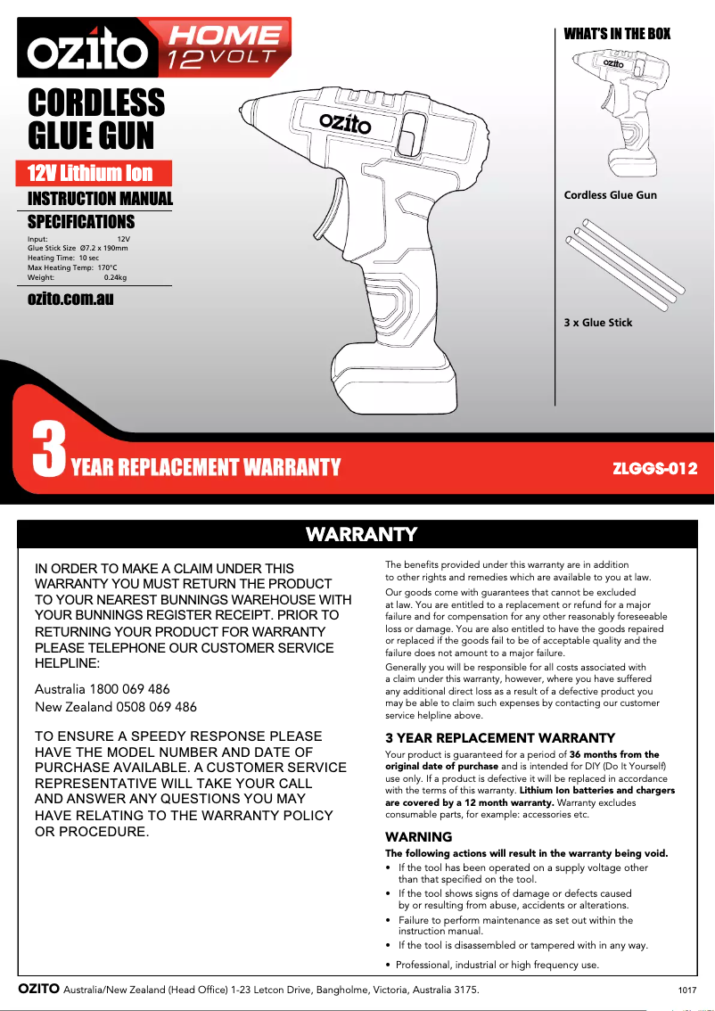 Image de la première page du manuel de l'appareil ZLGGS-012