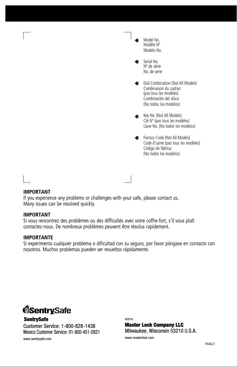 Page 1 de la notice Manuel utilisateur SentrySafe SFW123DUB