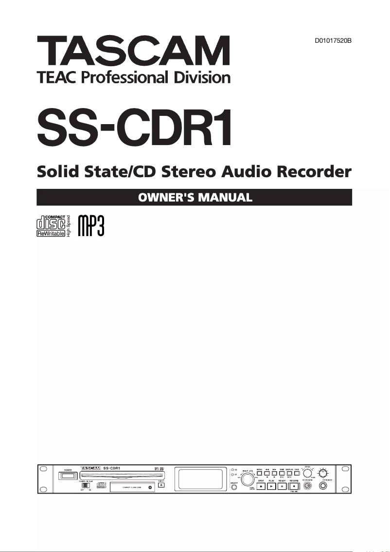 Image de la première page du manuel de l'appareil SS-R1/SS-CDR1