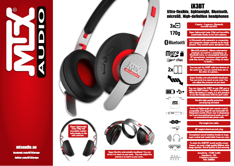 Page n°1 - Fiche technique MTX Audio iX3BT