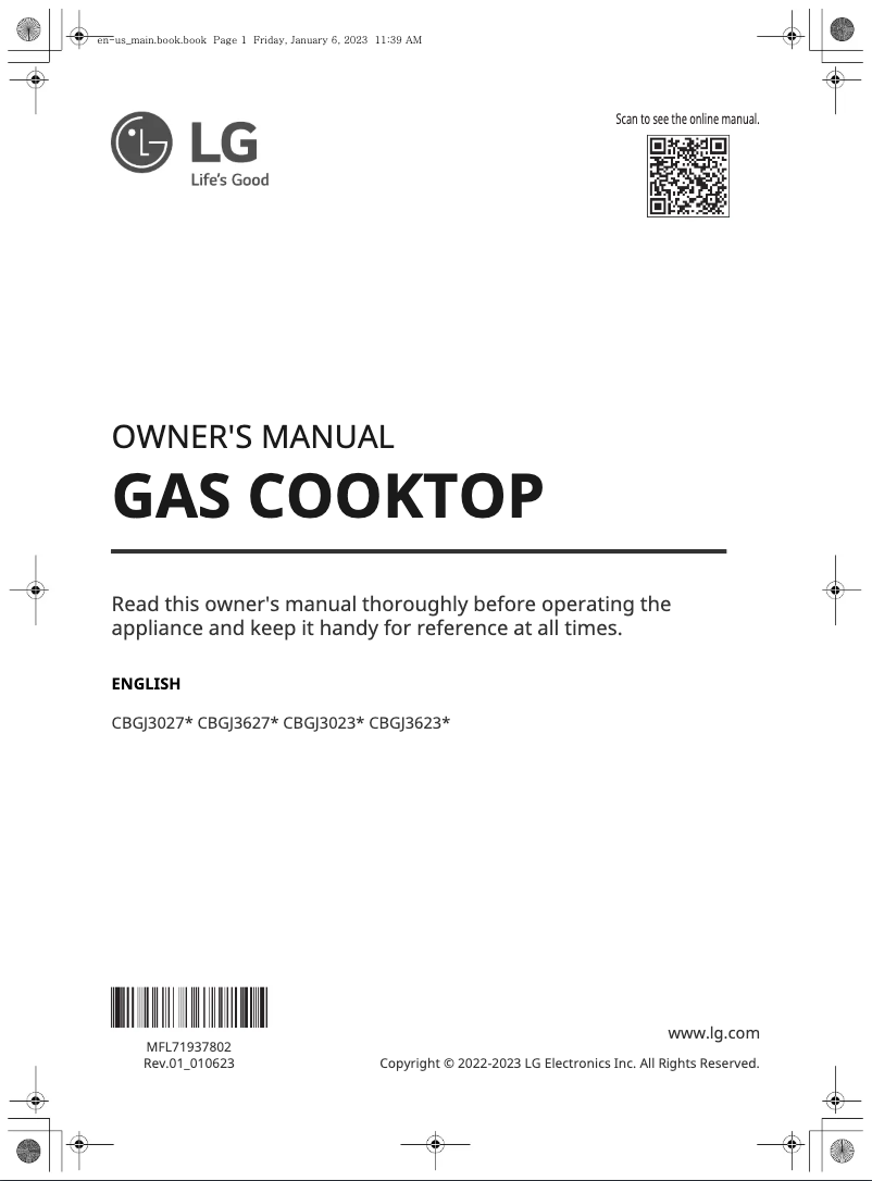 Imagen de la primera página del manual del dispositivo CBGJ3623S