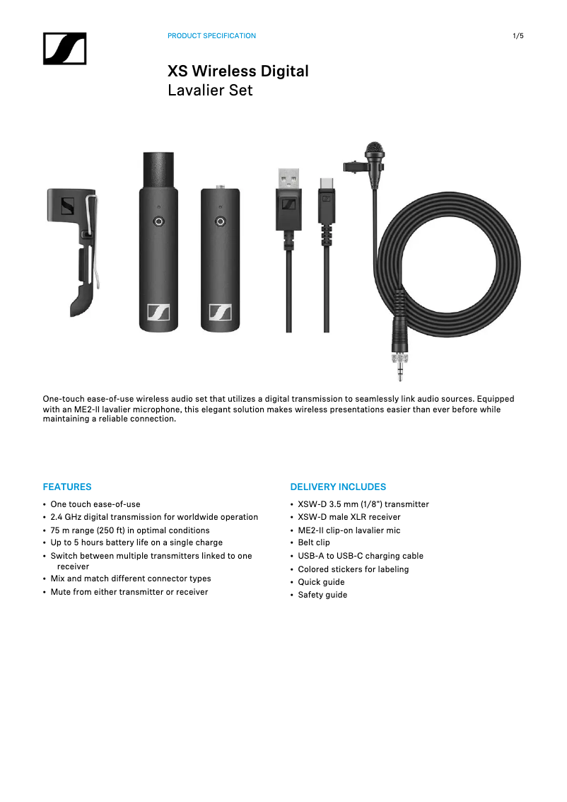 Image de la première page du manuel de l'appareil XSW-D Lavalier Set