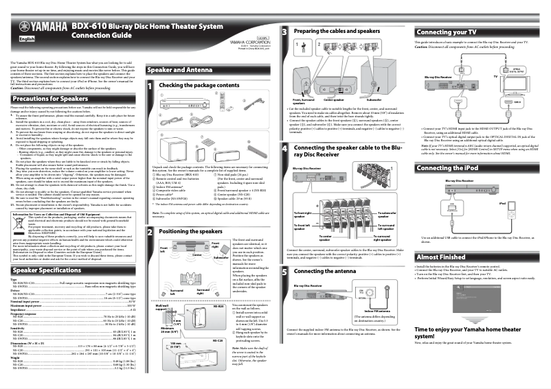 Page 1 de la notice Manuel utilisateur Yamaha BDX-610