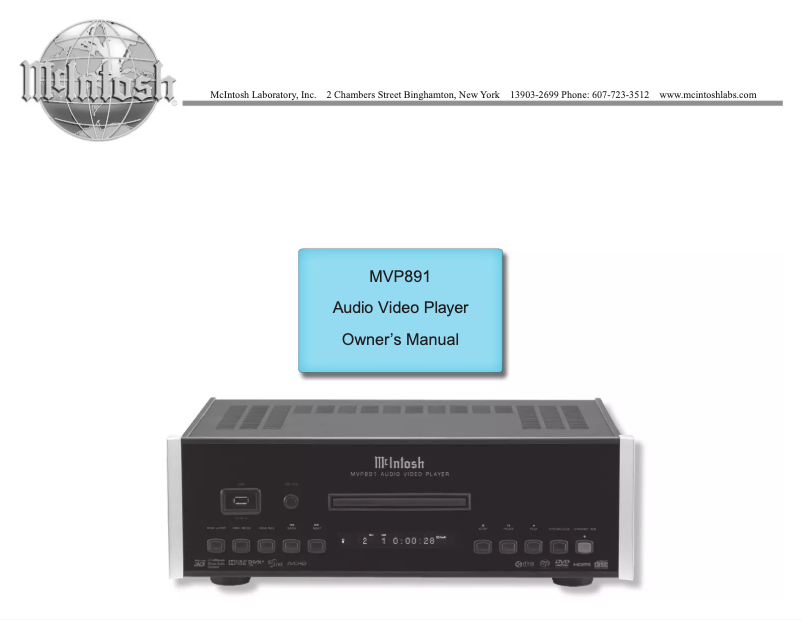 Page 1 de la notice Manuel utilisateur McIntosh MVP891