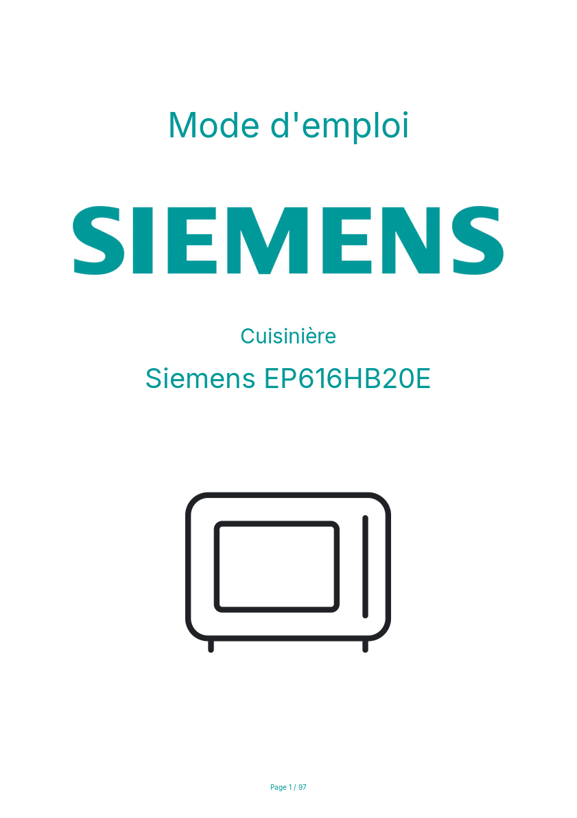 Page n°1 - Mode d'emploi Siemens EP616HB20E