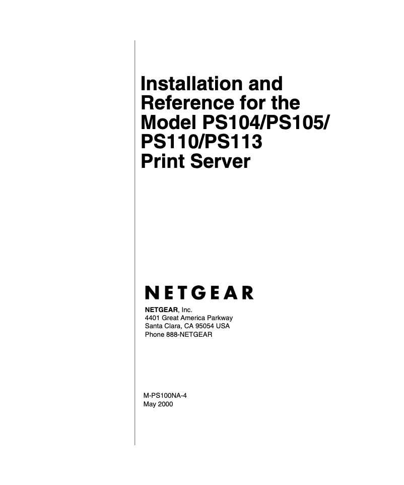 Page n°1 - Manuel utilisateur Netgear PS113