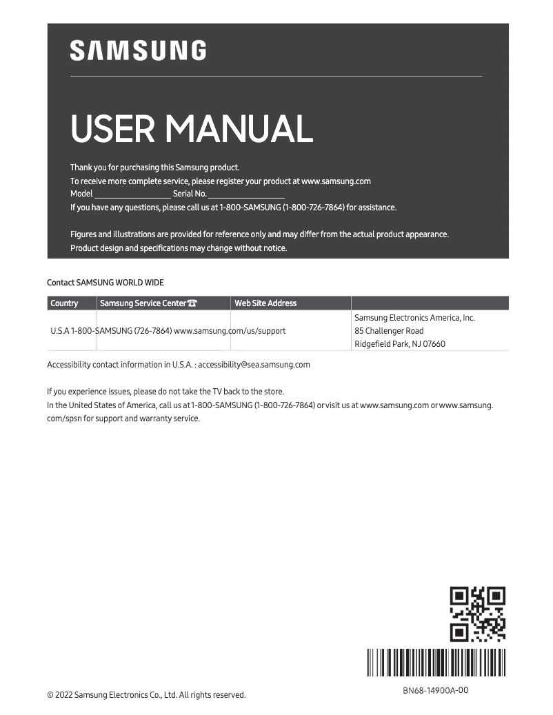 Page 1 de la notice Manuel utilisateur Samsung QN85QN95B