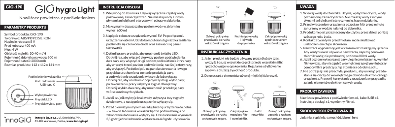 Page n°1 - Manuel utilisateur InnoGIO Hygro Light GIO-190