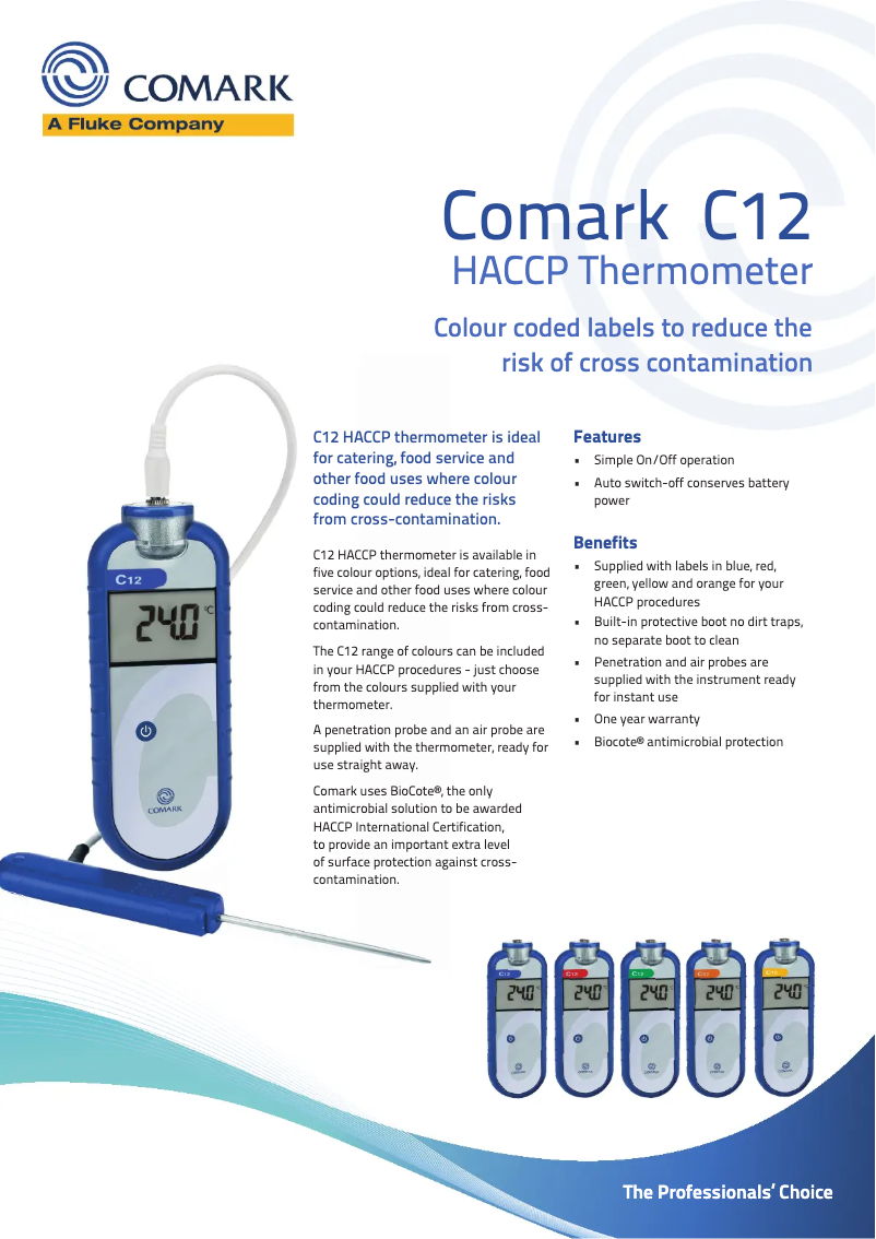 Page 1 of the manual Technical Sheet Comark C12