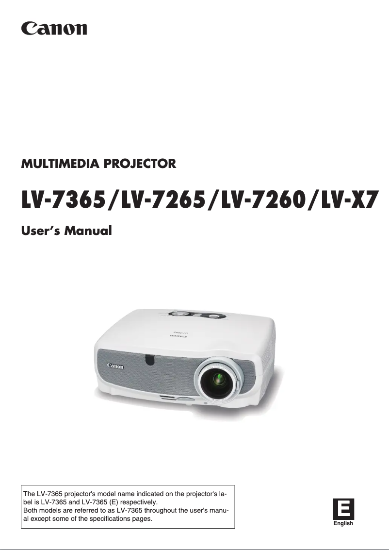Page 1 de la notice Manuel utilisateur Canon LV-7365
