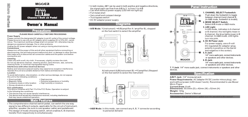 Page n°1 - Manuel utilisateur Mooer Micro Aby MK2