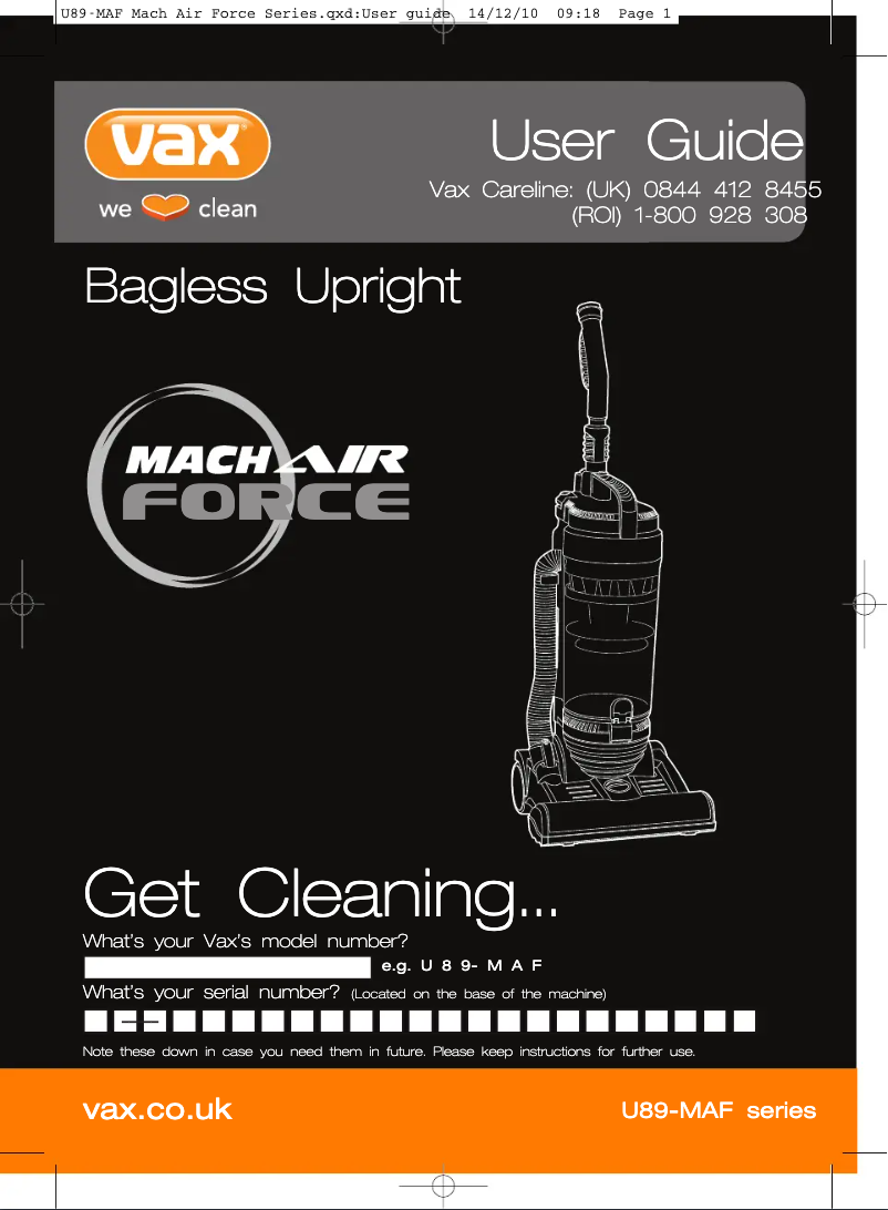 Image de la première page du manuel de l'appareil Air Force Total Home