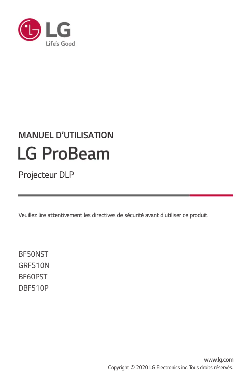 Página 1 del manual Manual de usuario LG ProBeam BF50NST