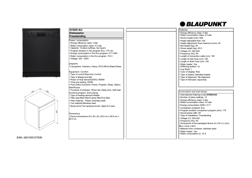 Image de la première page du manuel de l'appareil 5VS501AU