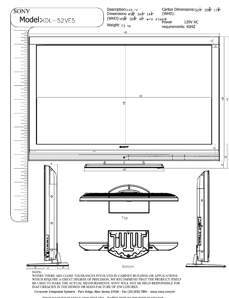 Page n°1 - Guide d'installation Sony Bravia KDL-52VE5