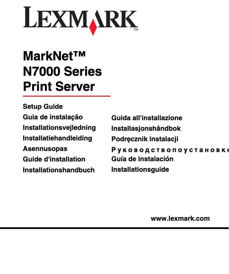 Page 1 de la notice Guide d'installation Lexmark MarkNet N7000e