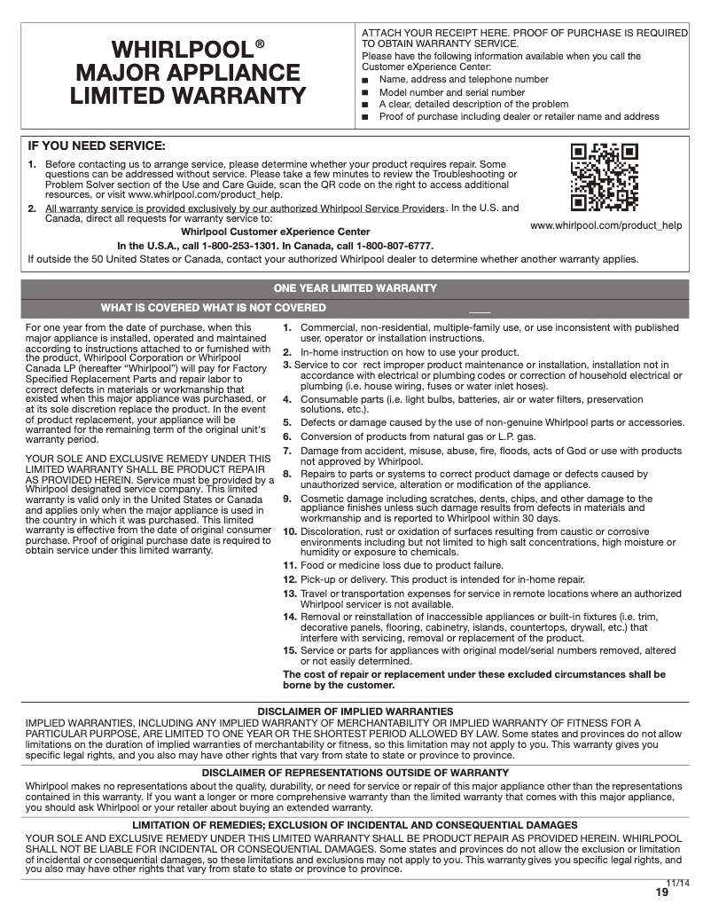 Page n°1 - Mode d'emploi Whirlpool WRT348FME