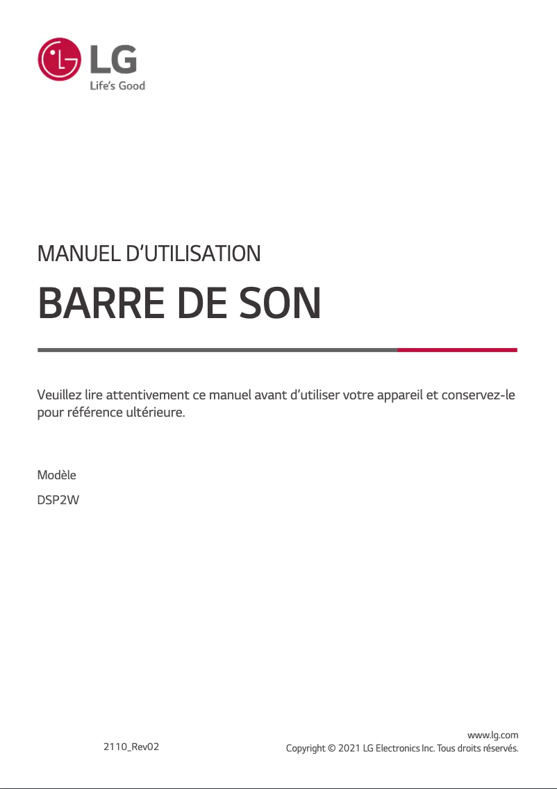 Image de la première page du manuel de l'appareil DSP2W