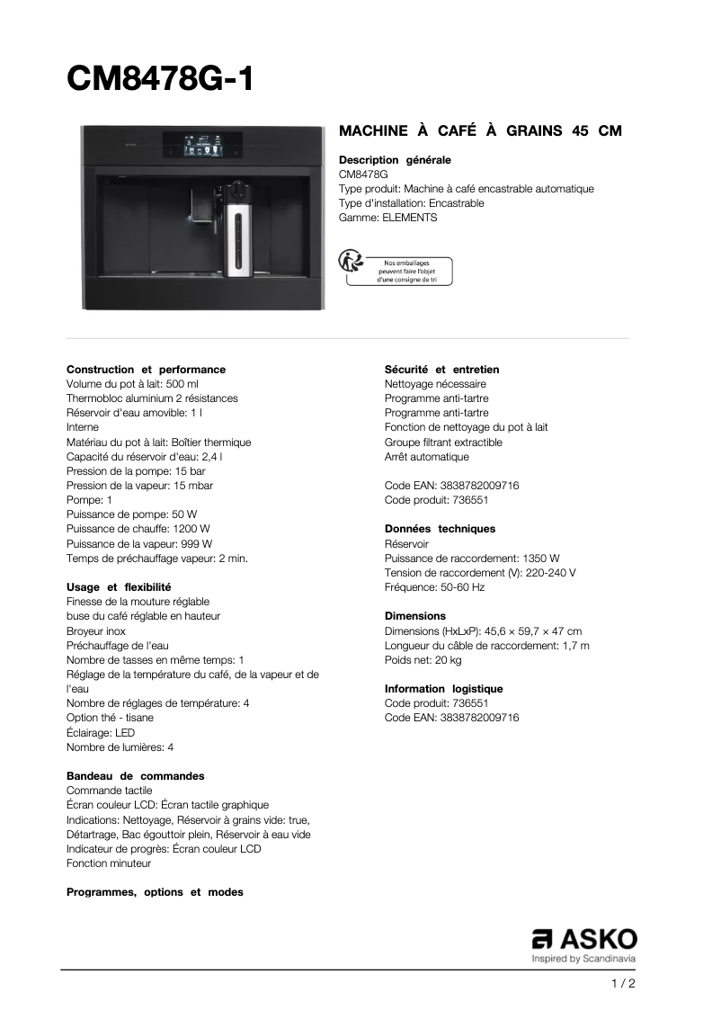 Image de la première page du manuel de l'appareil CM8478G