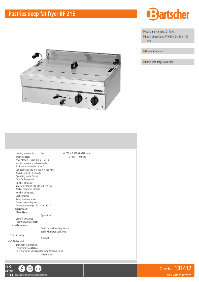 Imagen de la primera página del manual del dispositivo BF 21E
