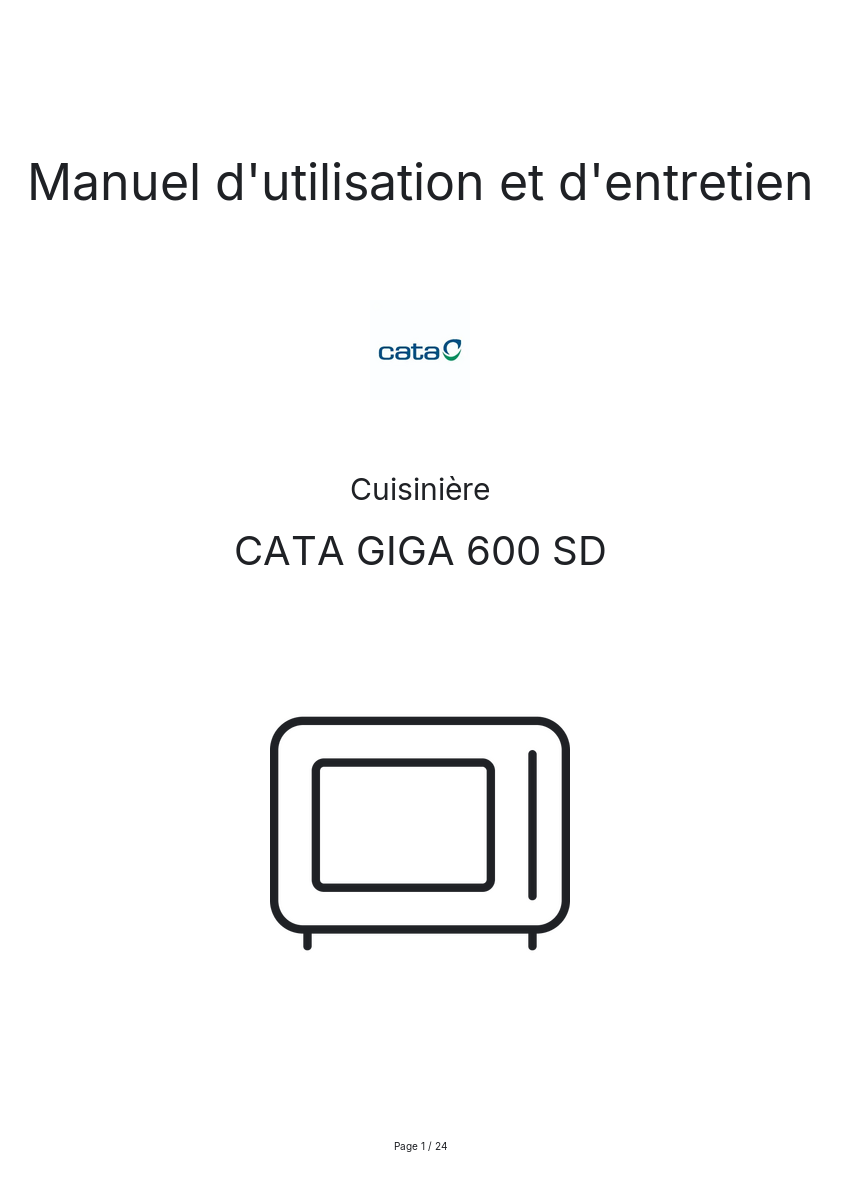 Image de la première page du manuel de l'appareil GIGA 600 SD