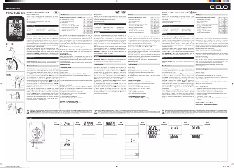 Page 1 de la notice Manuel utilisateur Ciclo Protos 105