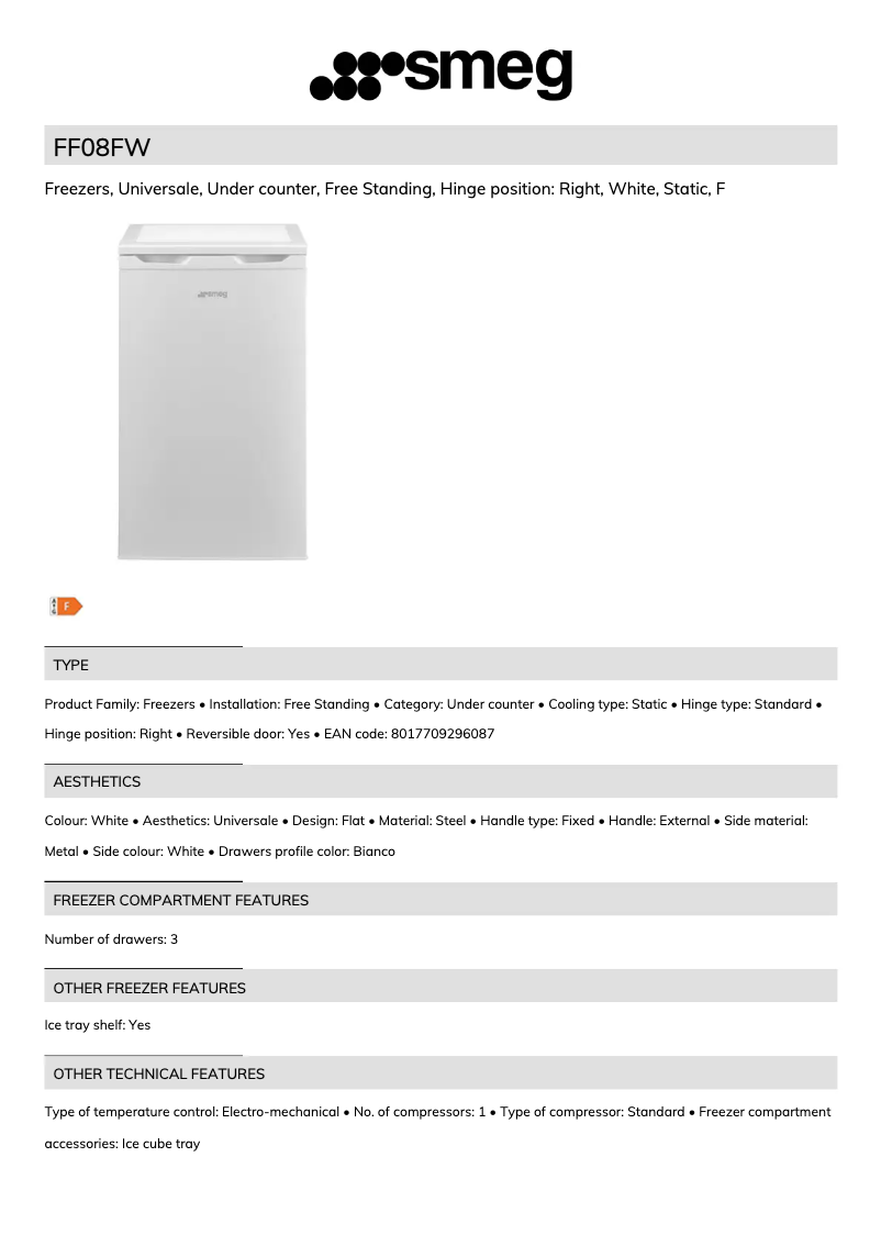 Page n°1 - Brochure Smeg FF08FW